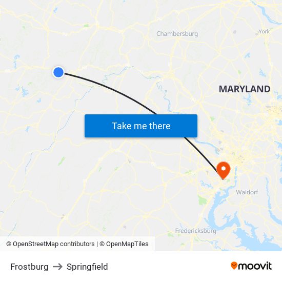 Frostburg to Springfield map