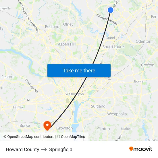 Howard County to Springfield map