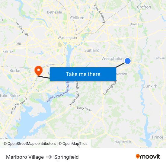 Marlboro Village to Springfield map