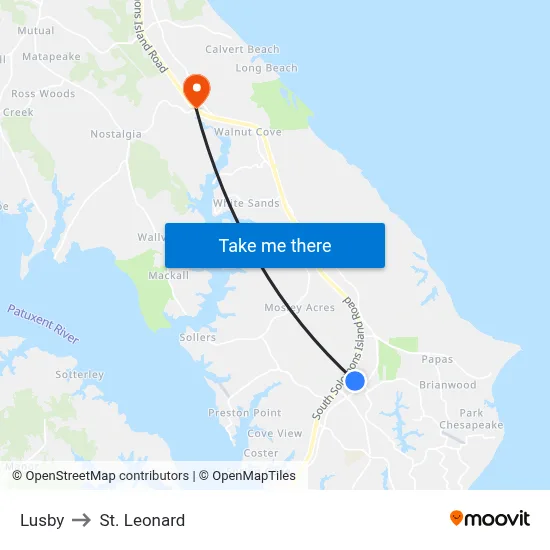 Lusby to St. Leonard map