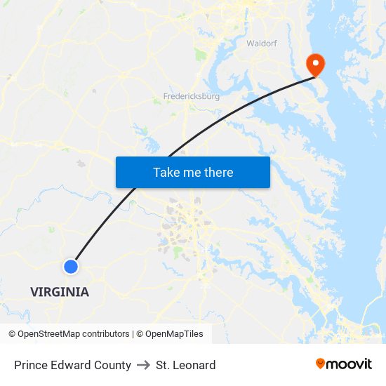 Prince Edward County to St. Leonard map