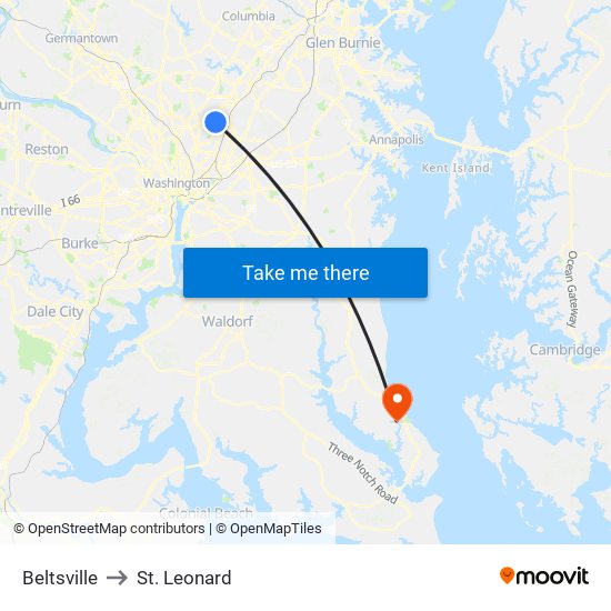 Beltsville to St. Leonard map