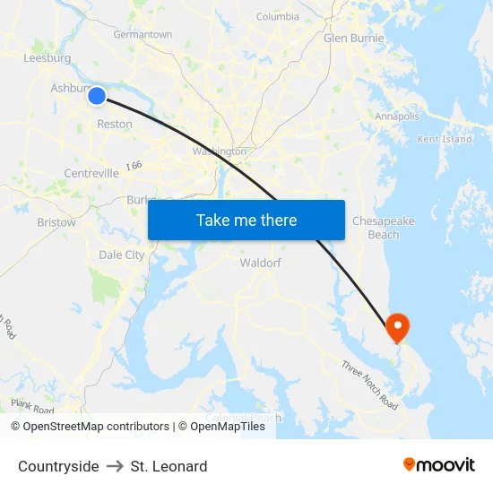 Countryside to St. Leonard map