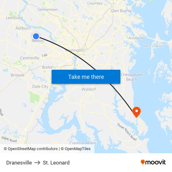 Dranesville to St. Leonard map