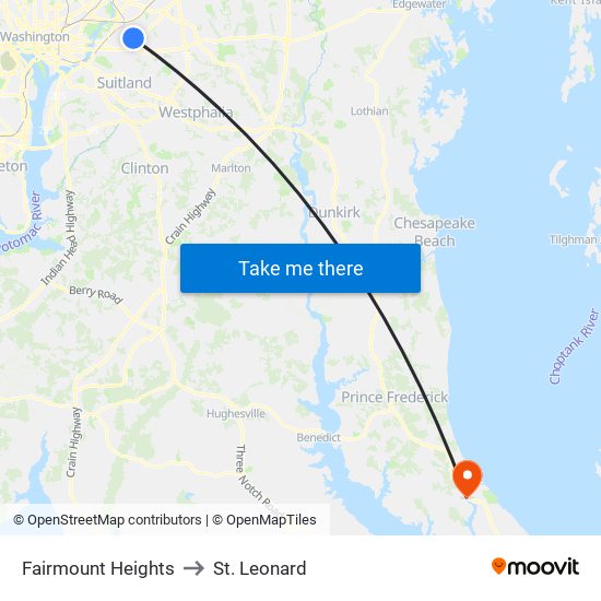 Fairmount Heights to St. Leonard map