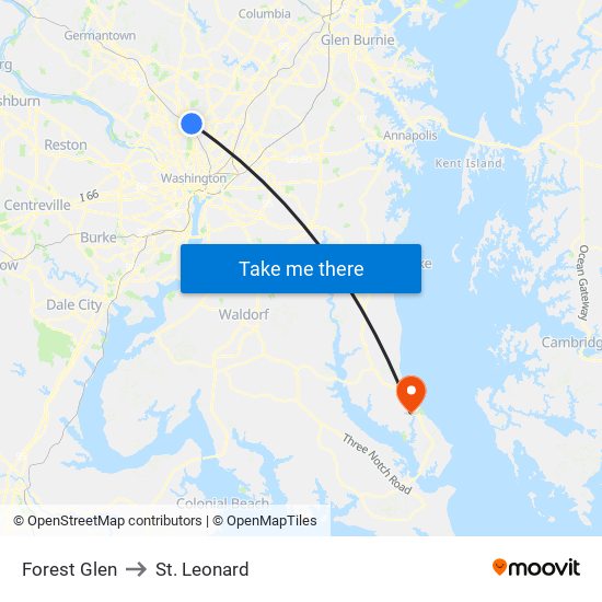 Forest Glen to St. Leonard map