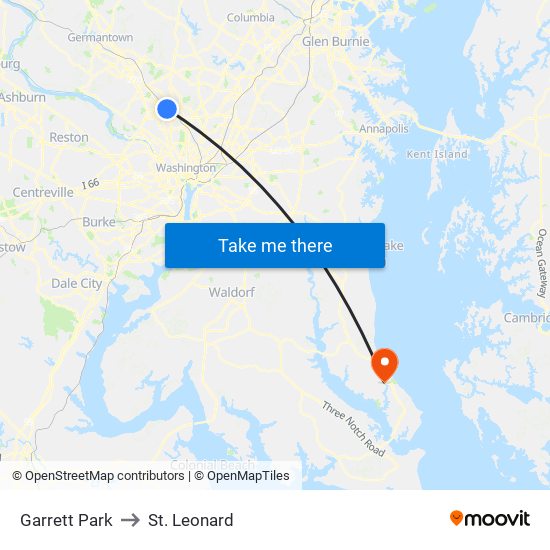 Garrett Park to St. Leonard map