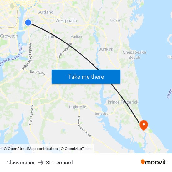 Glassmanor to St. Leonard map