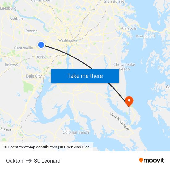 Oakton to St. Leonard map
