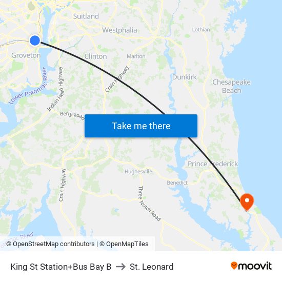 King St Station+Bus Bay B to St. Leonard map