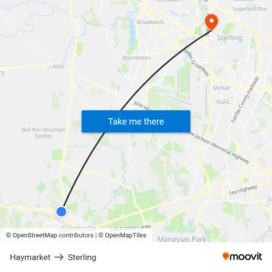 Haymarket to Sterling map