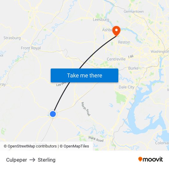 Culpeper to Sterling map