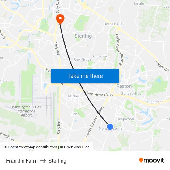 Franklin Farm to Sterling map