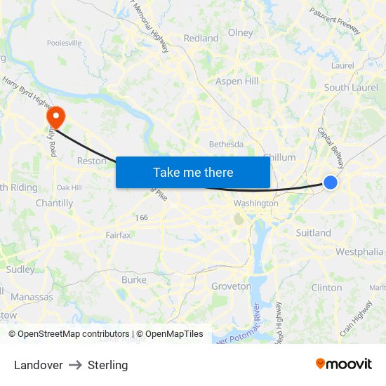 Landover to Sterling map