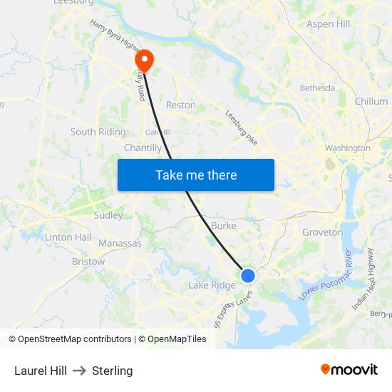 Laurel Hill to Sterling map