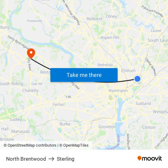 North Brentwood to Sterling map