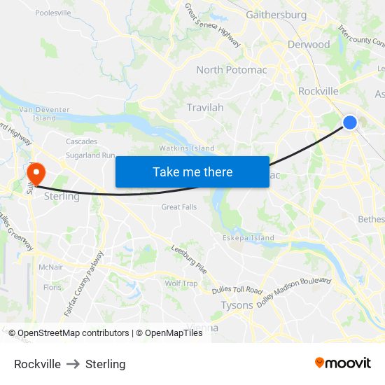 Rockville to Sterling map