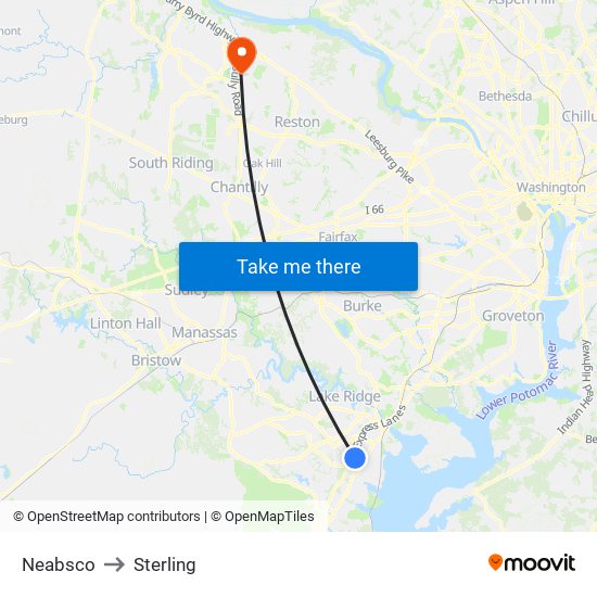 Neabsco to Sterling map