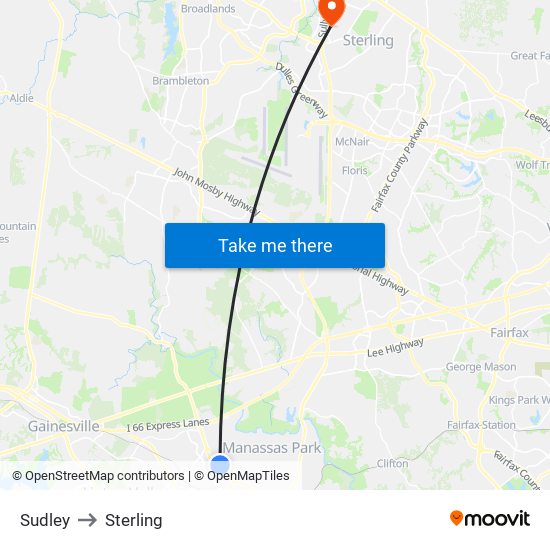 Sudley to Sterling map