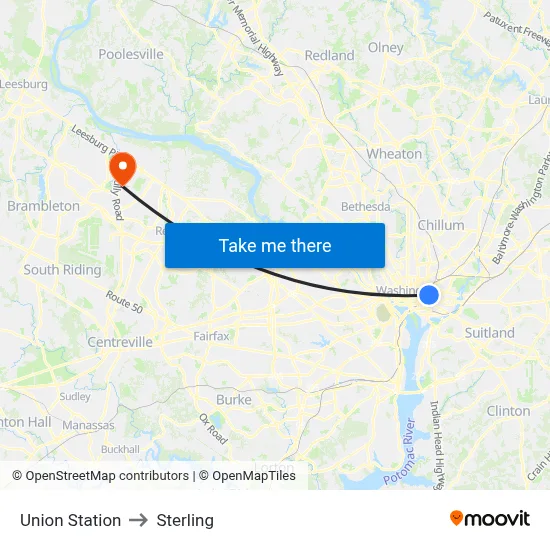 Union Station to Sterling map