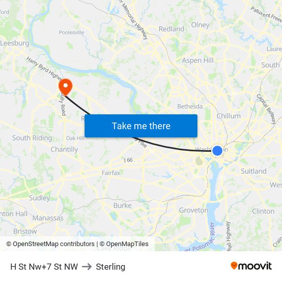 H St Nw+7 St NW to Sterling map