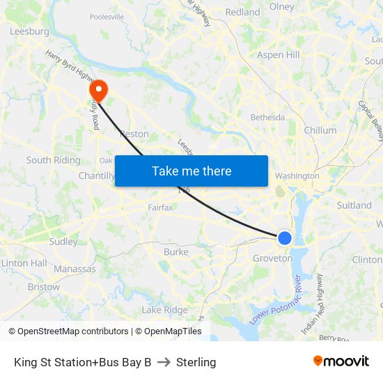 King St Station+Bus Bay B to Sterling map