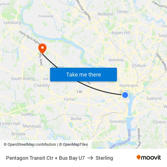 Pentagon Transit Ctr + Bus Bay U7 to Sterling map