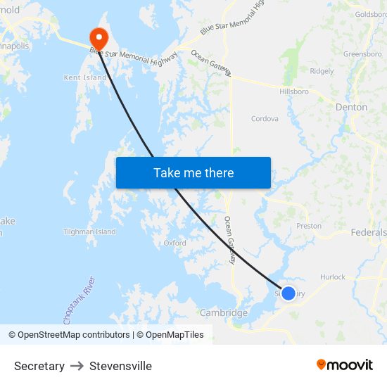 Secretary to Stevensville map