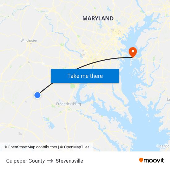 Culpeper County to Stevensville map