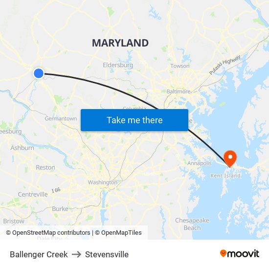 Ballenger Creek to Stevensville map