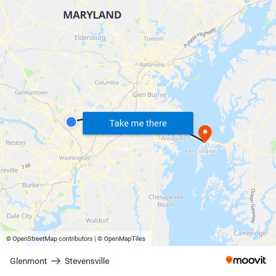 Glenmont to Stevensville map