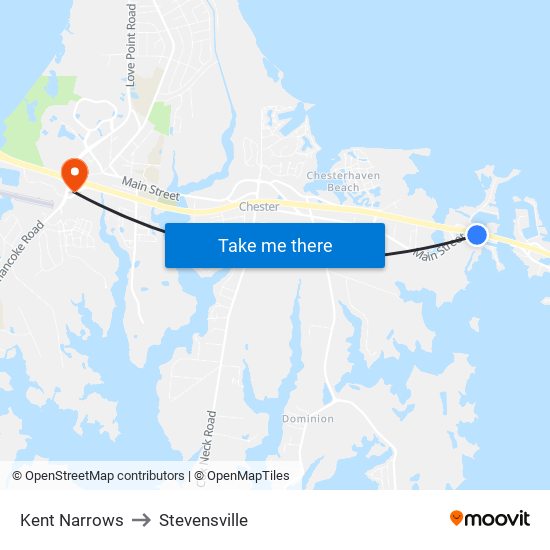 Kent Narrows to Stevensville map