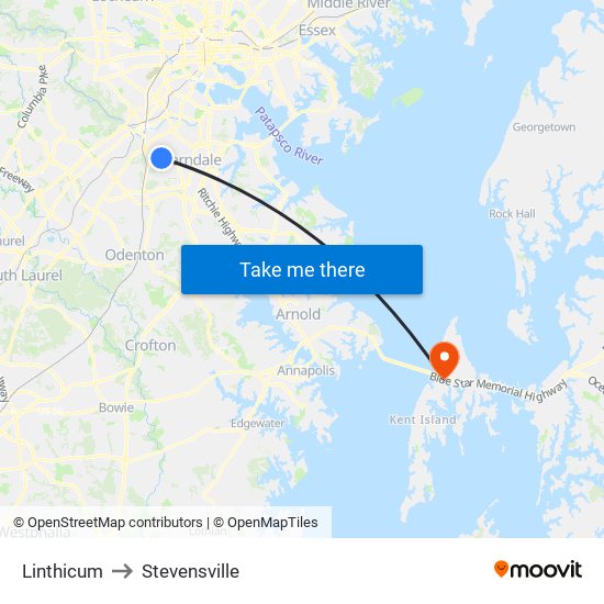 Linthicum to Stevensville map