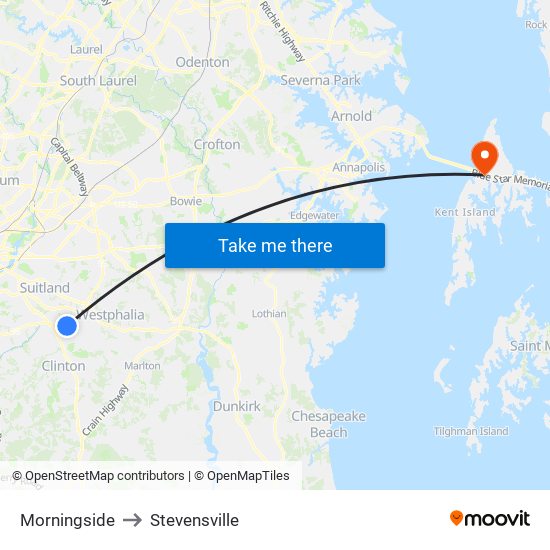 Morningside to Stevensville map