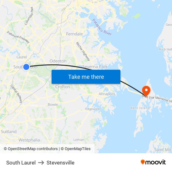 South Laurel to Stevensville map