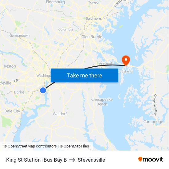 King Street-Old Town+Bay B to Stevensville map