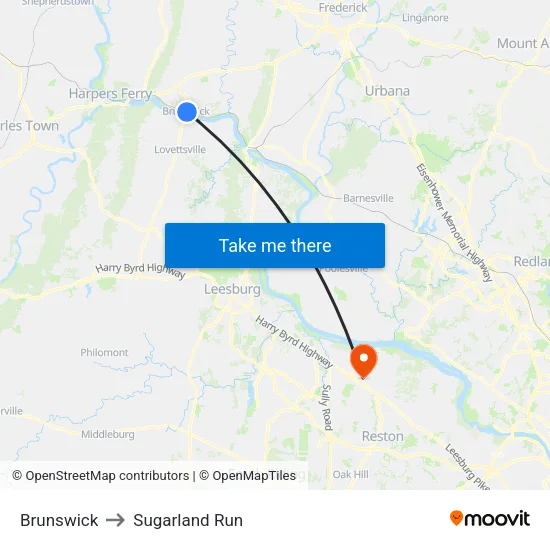 Brunswick to Sugarland Run map