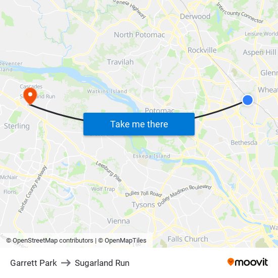 Garrett Park to Sugarland Run map