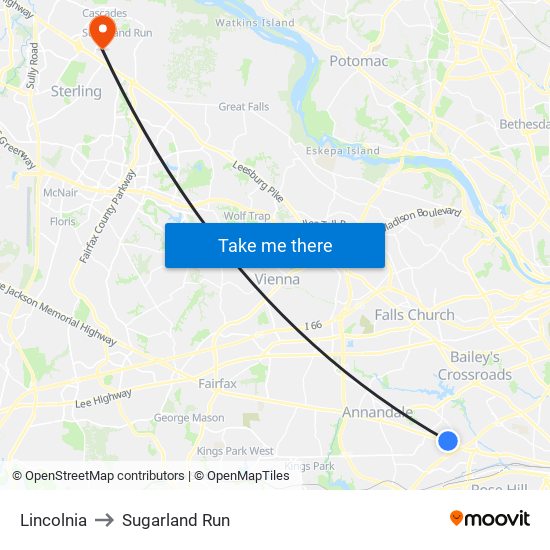 Lincolnia to Sugarland Run map