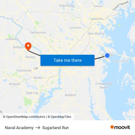 Naval Academy to Sugarland Run map