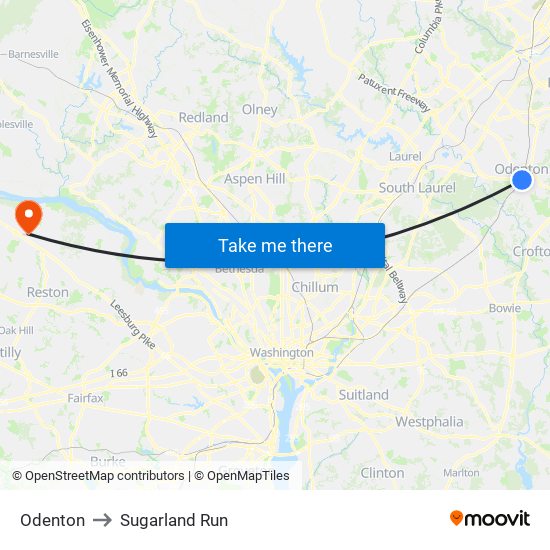 Odenton to Sugarland Run map