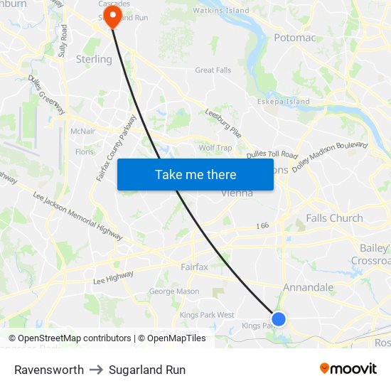 Ravensworth to Sugarland Run map