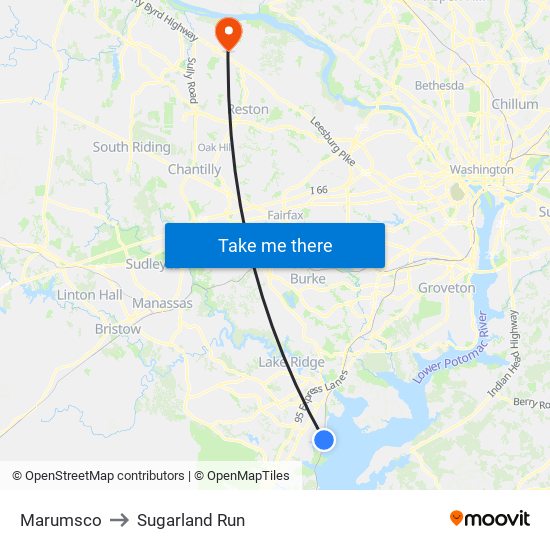 Marumsco to Sugarland Run map