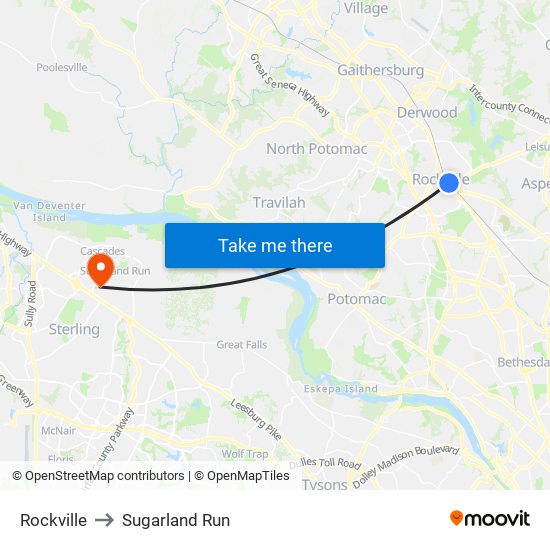 Rockville to Sugarland Run map