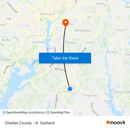 Charles County to Suitland map