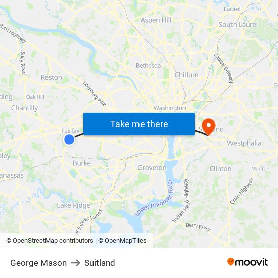 George Mason to Suitland map