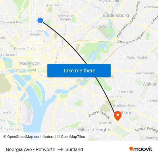 Georgia Ave - Petworth to Suitland map