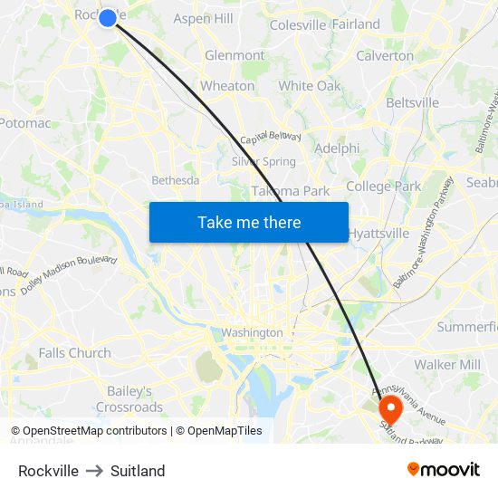 Rockville to Suitland map