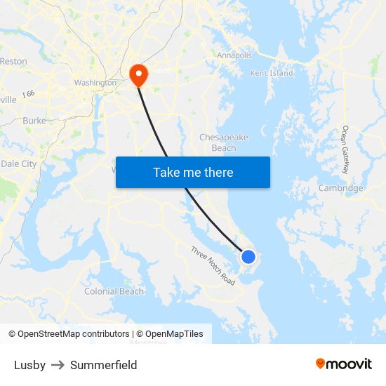 Lusby to Summerfield map