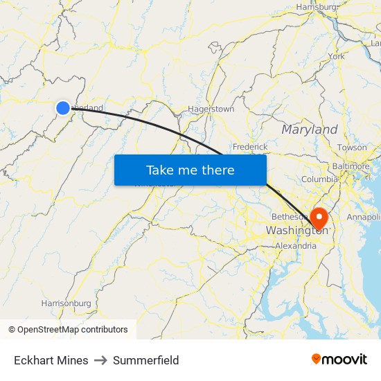 Eckhart Mines to Summerfield map